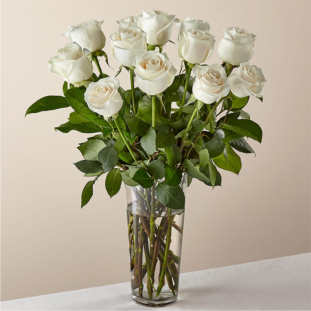 Long Stem White Rose Bouquet –  Mongis Luxe Creations Llc, Old Bridge NJ