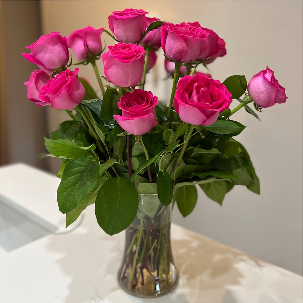Long Stem Pink Rose Bouquet –  Mongis Luxe Creations Llc, Old Bridge NJ