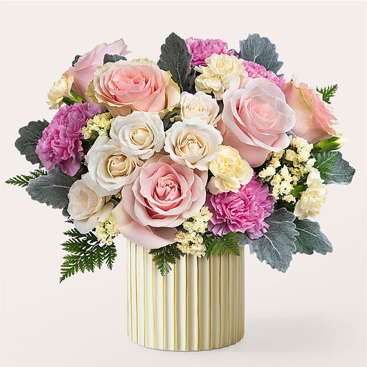 Blissful Moments Bouquet with Ivory Vase –  Mongis Luxe Creations Llc, Old Bridge NJ