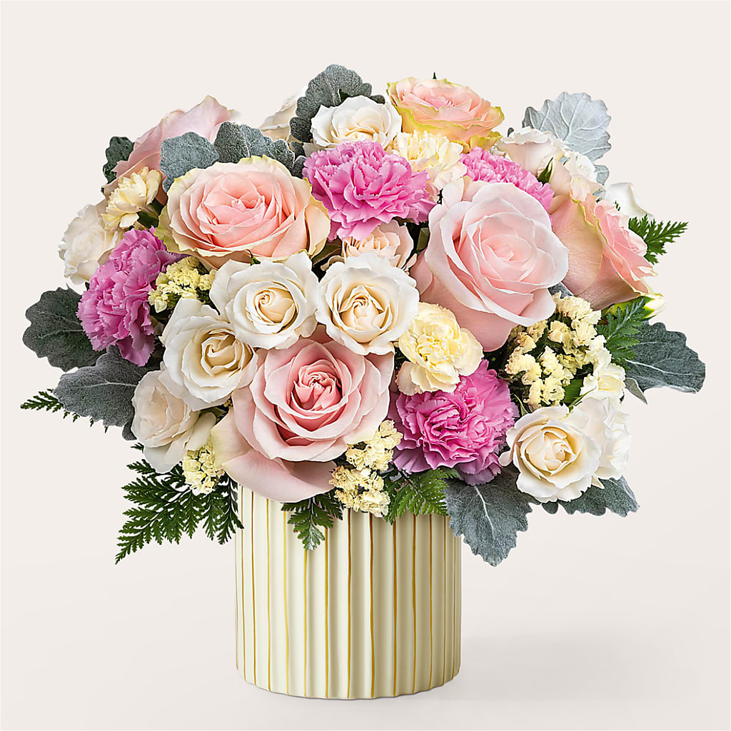 Blissful Moments Bouquet with Ivory Vase –  Mongis Luxe Creations Llc, Old Bridge NJ
