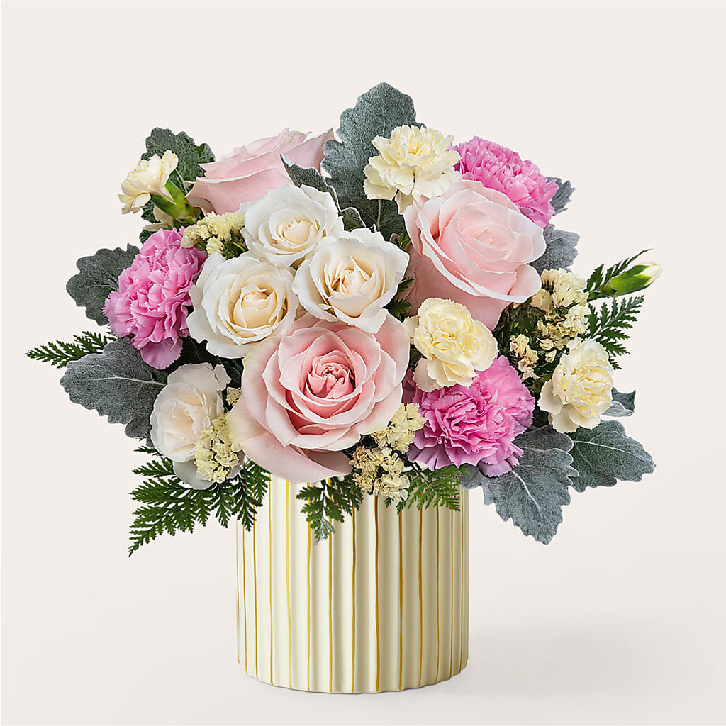 Blissful Moments Bouquet with Ivory Vase –  Mongis Luxe Creations Llc, Old Bridge NJ