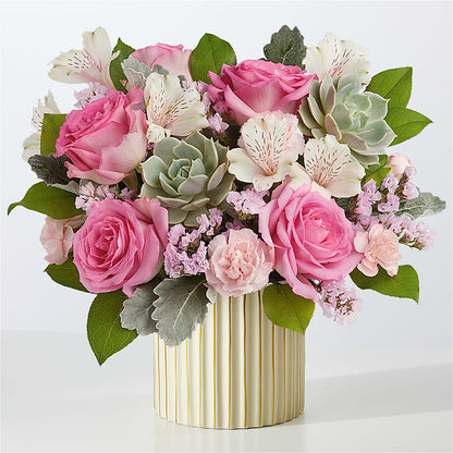 Dusty Rose Bouquet with Ivory Vase –  Mongis Luxe Creations Llc, Old Bridge NJ