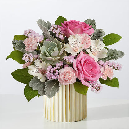 Dusty Rose Bouquet with Ivory Vase –  Mongis Luxe Creations Llc, Old Bridge NJ