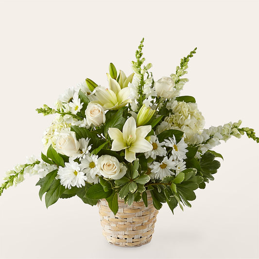 Ivory Elegance Floral Basket –  Mongis Luxe Creations Llc, Old Bridge NJ