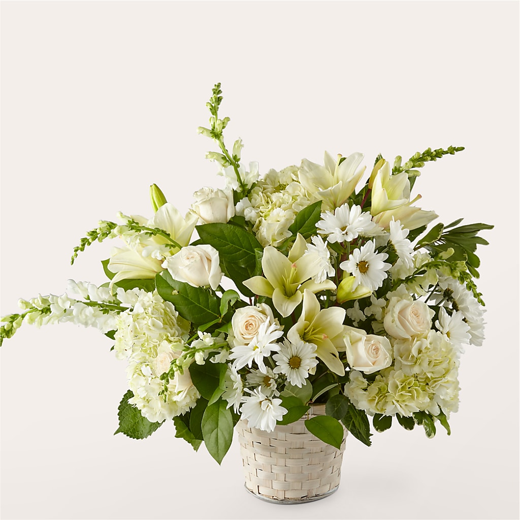 Ivory Elegance Floral Basket –  Mongis Luxe Creations Llc, Old Bridge NJ