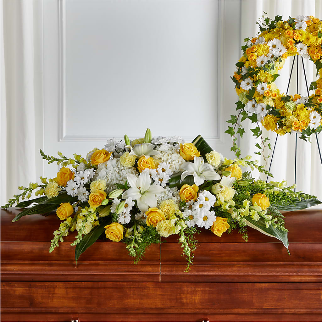 Golden Harmony Casket Spray –  Mongis Luxe Creations Llc, Old Bridge NJ