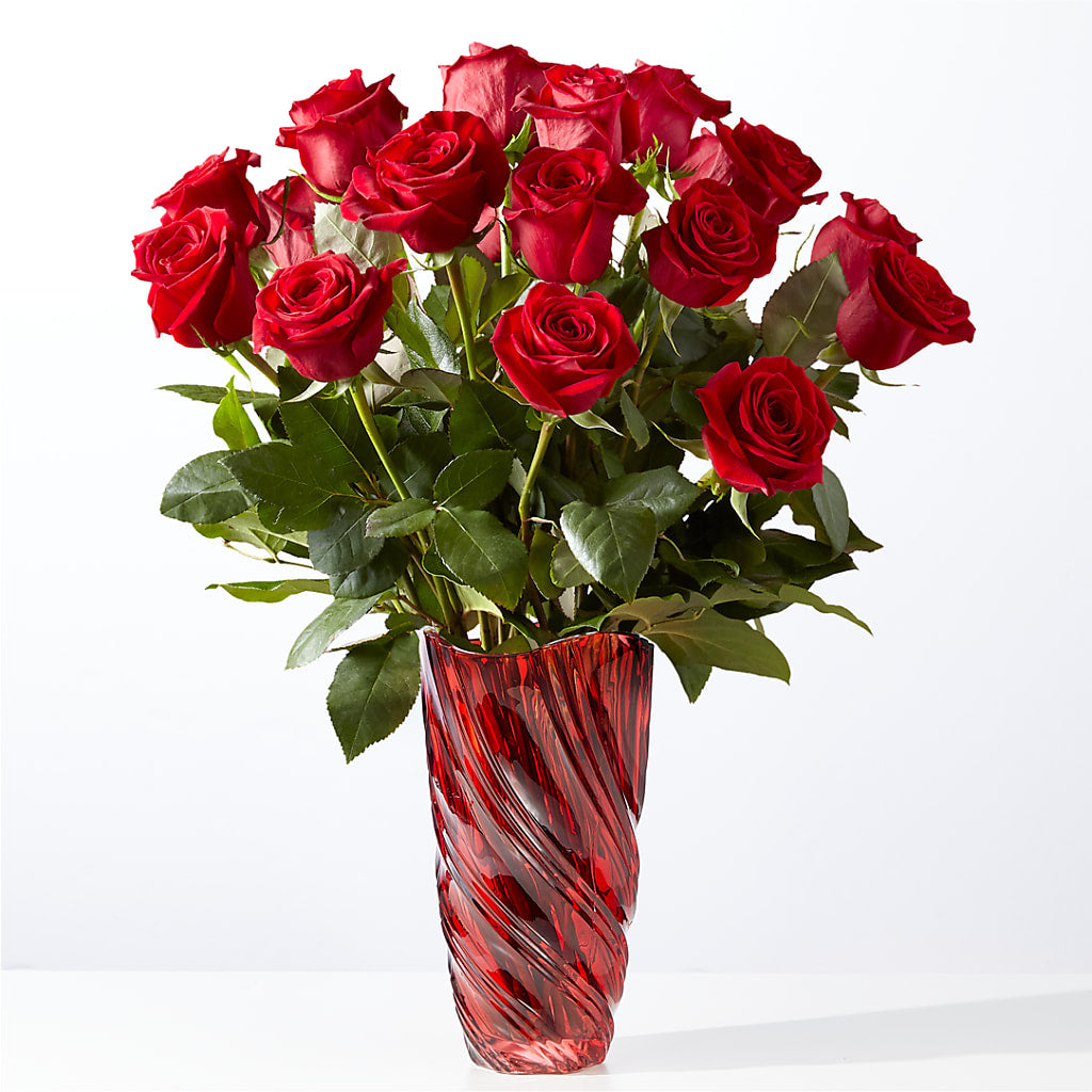 Classic Love Red Rose Bouquet with Luxe Swirl Vase –  Mongis Luxe Creations Llc, Old Bridge NJ