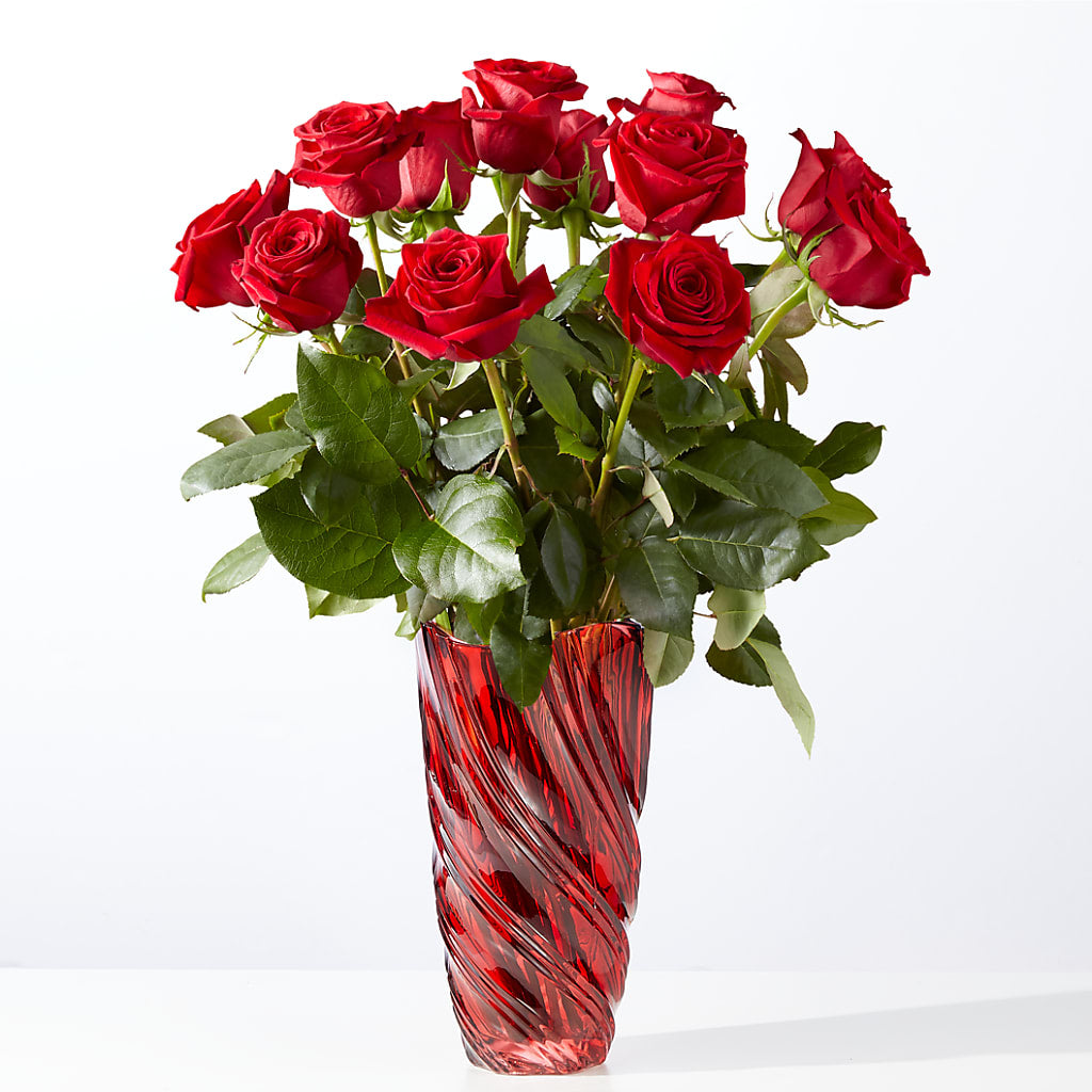 Classic Love Red Rose Bouquet with Luxe Swirl Vase –  Mongis Luxe Creations Llc, Old Bridge NJ