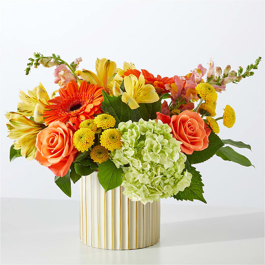 Autumn Sunshine Bouquet with Ivory Vase –  Mongis Luxe Creations Llc, Old Bridge NJ