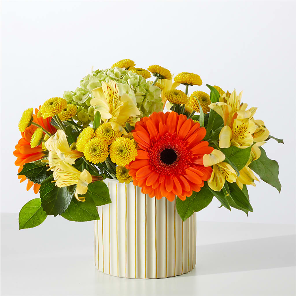 Autumn Sunshine Bouquet with Ivory Vase –  Mongis Luxe Creations Llc, Old Bridge NJ