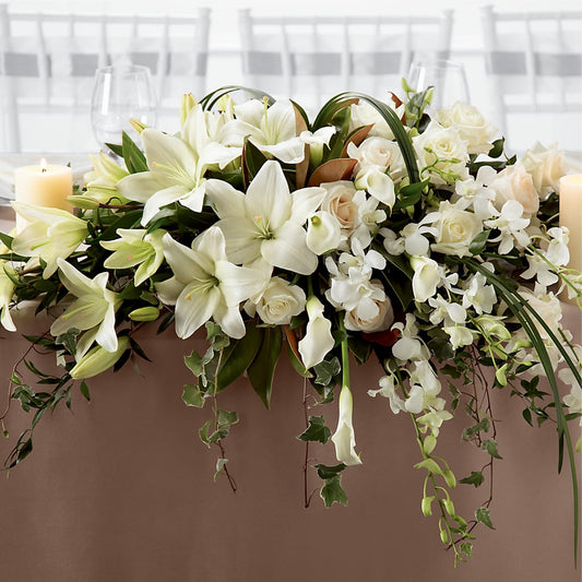 White Linen Arrangement –  Mongis Luxe Creations Llc, Old Bridge NJ