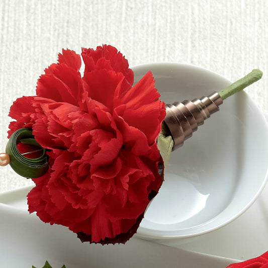 Red Carnation Boutonniere –  Mongis Luxe Creations Llc, Old Bridge NJ