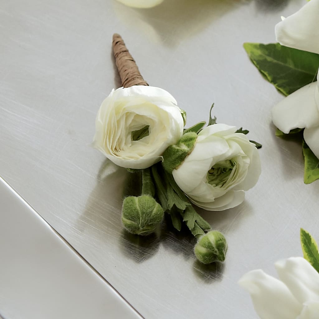 White Ranunculus Boutonniere –  Mongis Luxe Creations Llc, Old Bridge NJ