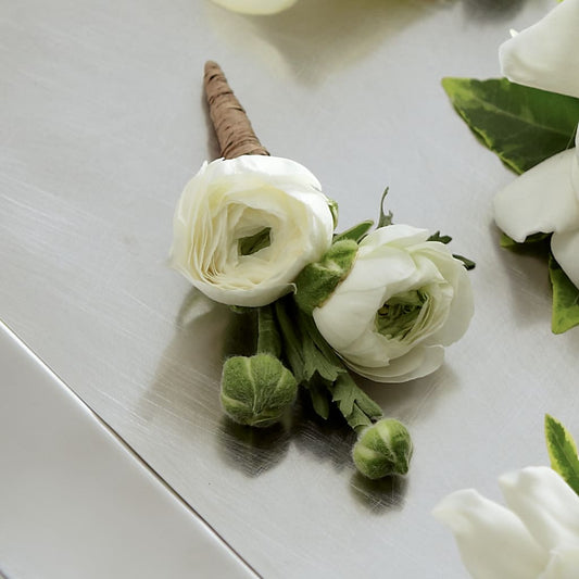 White Ranunculus Boutonniere –  Mongis Luxe Creations Llc, Old Bridge NJ