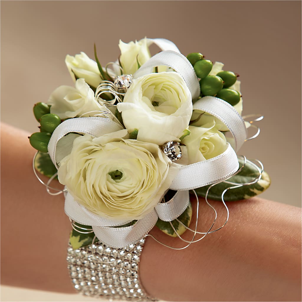 White Wedding Corsage –  Mongis Luxe Creations Llc, Old Bridge NJ